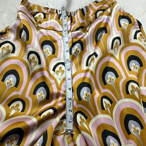 House Of Harlow 1960 Women's S/M 2Pc Jumpsuit Gold Pink Boho Hippie Print Satin - Picture 8 of 16